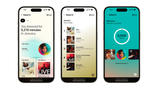 Apple Music screens on smartphones