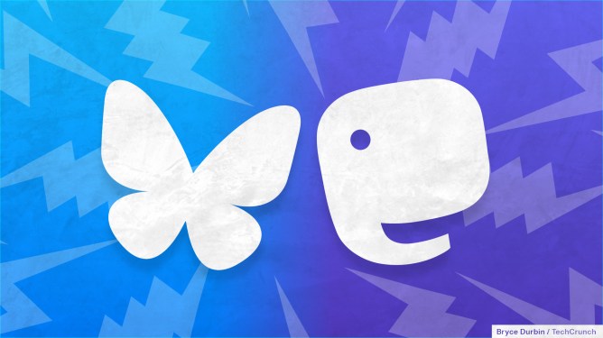Bluesky and Mastodon logos