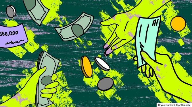 An abstract illustration showing hands donating funds to demonstrate crowdfunding