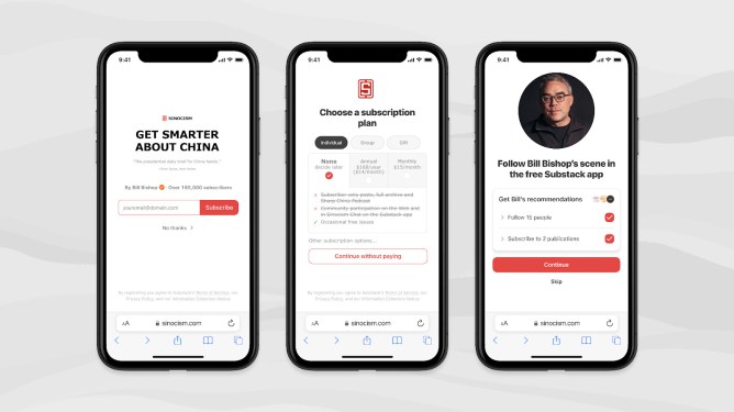 Substack recommendations screens
