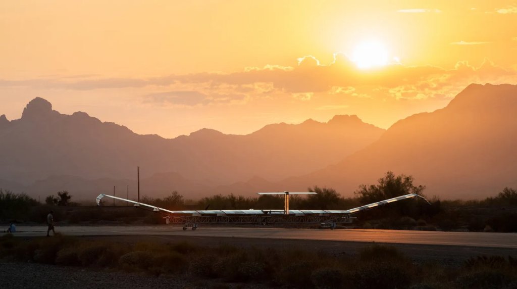 solar-powered drone on a runway