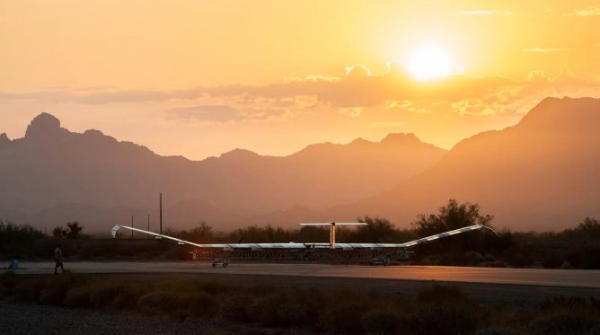 solar-powered drone on a runway