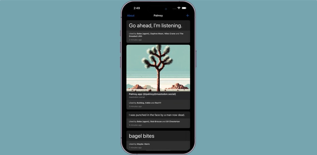 Palmsy app on smartphone screen
