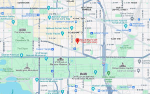 A screenshot from Google Maps showing the location of the Woolly Mammoth Theater in Washington, D.C.