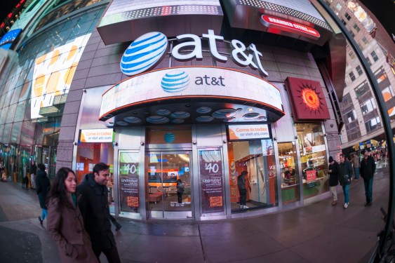 AT&T cell phone store seen in Times Square in New York