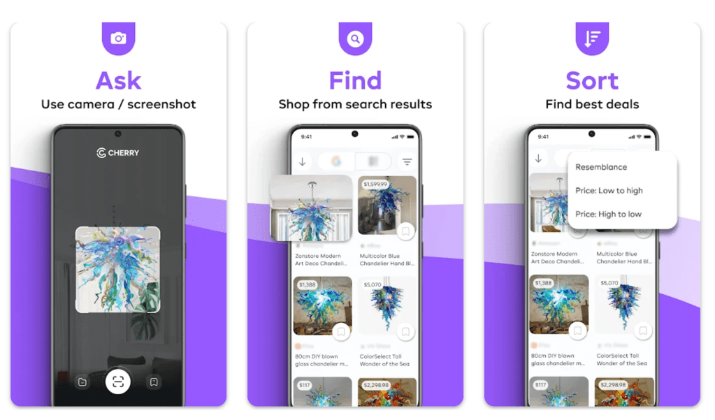 Cherry app displayed on smartphone screens