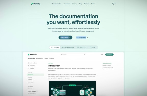 a screenshot showing Mintlify's website