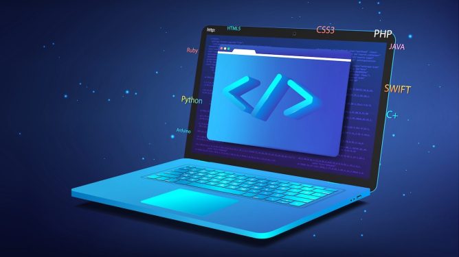 Concept illustration depicting software development.