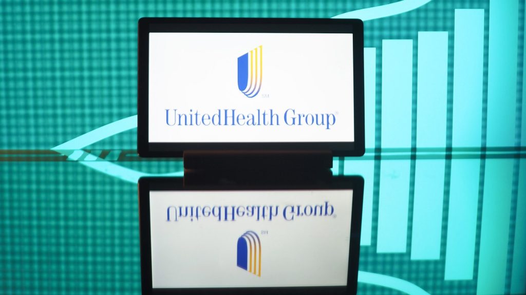 UnitedHealth Group Inc logo seen displayed on a tablet.
