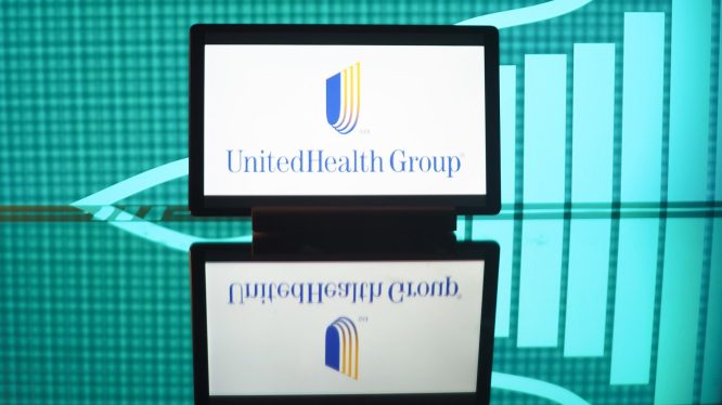 UnitedHealth Group Inc logo seen displayed on a tablet.