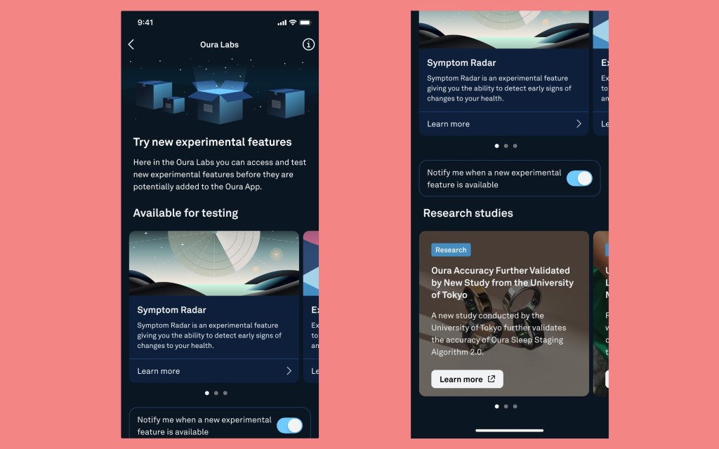 Oura Labs experimental feature