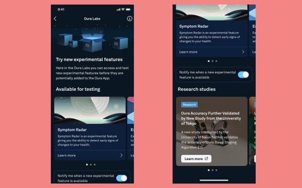 Oura Labs experimental feature