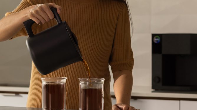 person pouring coffee