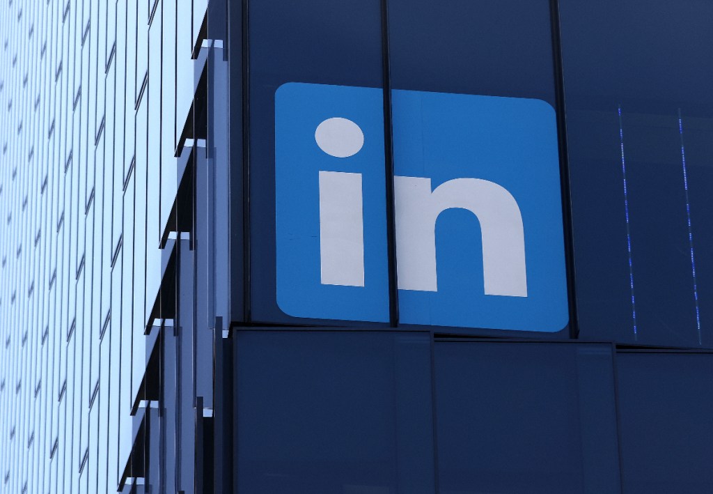 LinkedIn logo on side of building