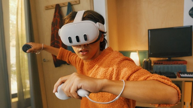 kid wearing Quest VR headset