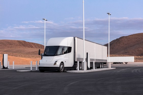 Tesla semi charging at a fast charger