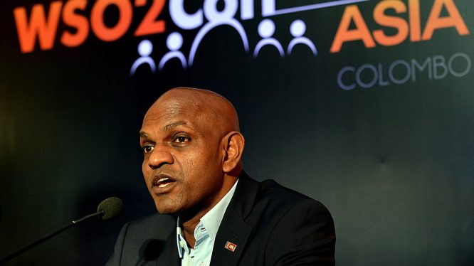 WSO2 CEO Sanjiva Weerawarana speaks to media during a product launch in Colombo on February 26, 2014.