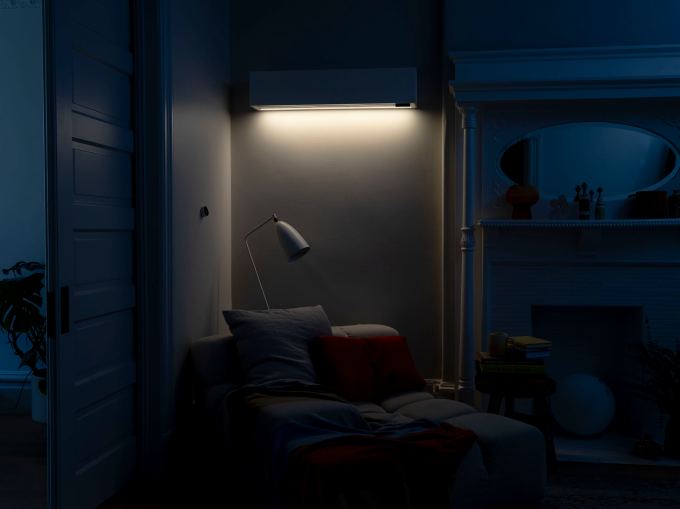 Quilt heat pump serves as a nightlight.