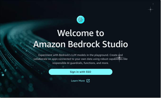 home page for Amazon Bedrock Studio