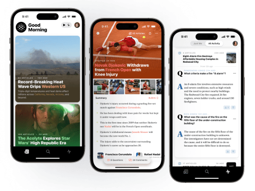 Particle displayed on 3 smartphone screens