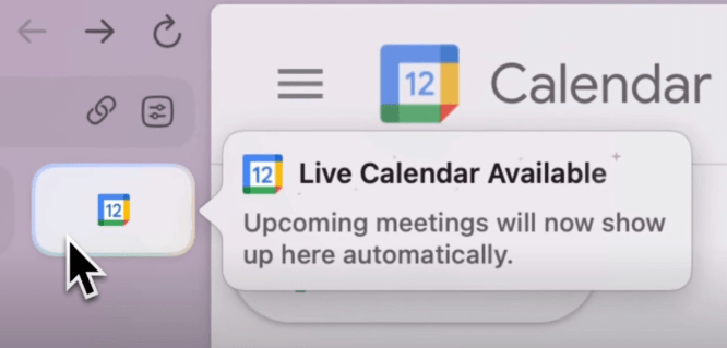 Arc Browser Live Calendar