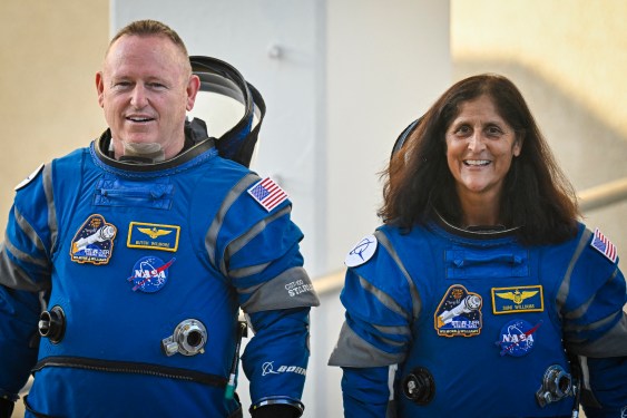 NASA astronauts Butch Wilmore (L) and Suni Williams