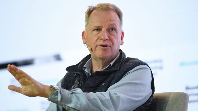 Graphcore CEO Nigel Toon speaking at the Bloomberg Technology Summit in London on Tuesday, Oct. 24, 2023.