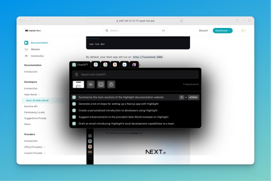 Medal's Highlight app. A contextual AI assistant that reads the screen.
