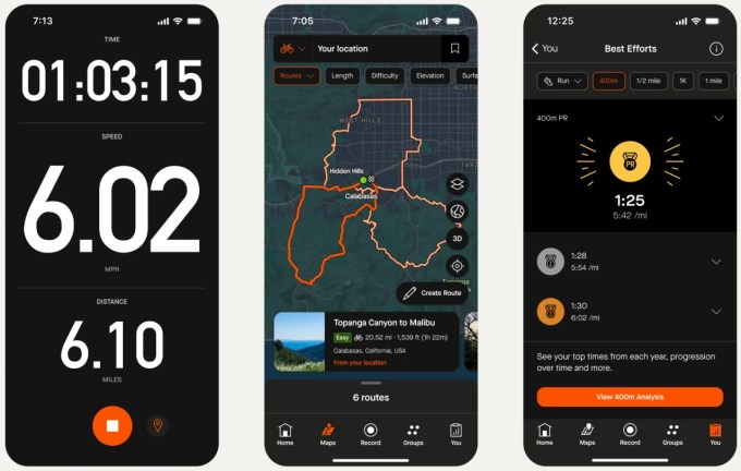 Strava's dark mode