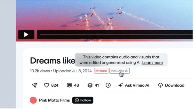 Vimeo AI label