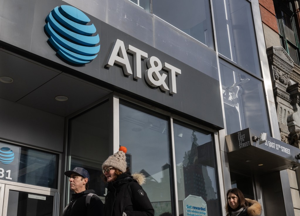 An AT&T store in New York, US, on Monday, Jan. 22, 2024.