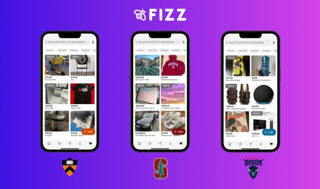 Example Fizz screens on smartphones