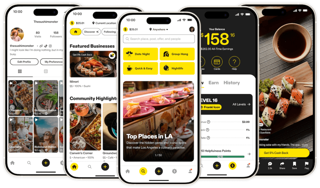 Franki app displayed on smartphone screens