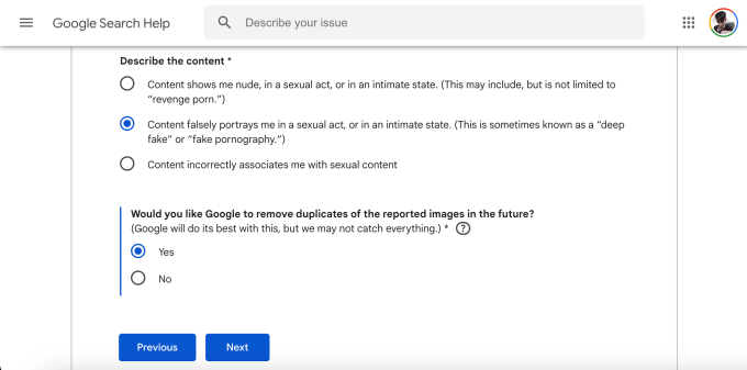 Google Search deepfakes removal