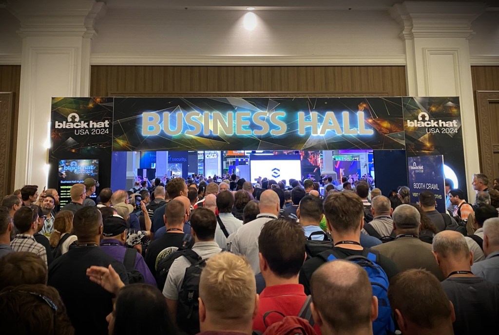 a photo showing the entrance of the business hall at the Black Hat security conference in Las Vegas in August 2024