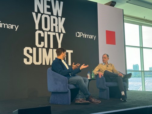 Alex Konrad (Forbes - left) and Keith Rabois (Khosla Ventures - right) at Primary VC's NYC Summit, September 12, 2024.