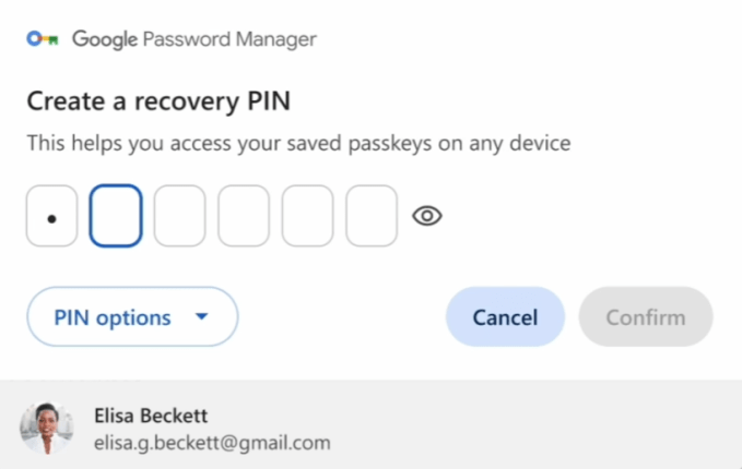 Google passkeys
