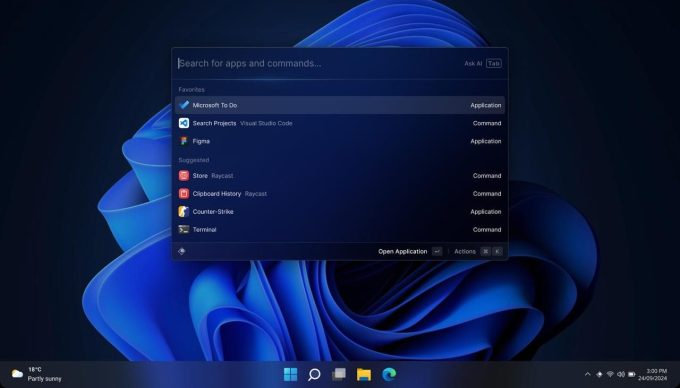 A mockup screenshot of what Raycast could look like on Windows