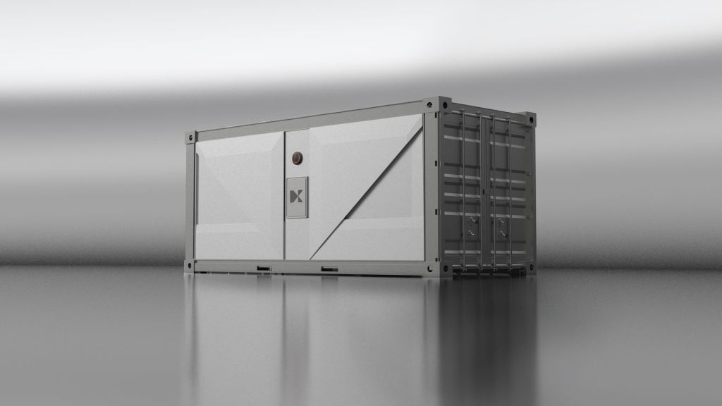 A rendering shows Karman Industries containerized heat pump.