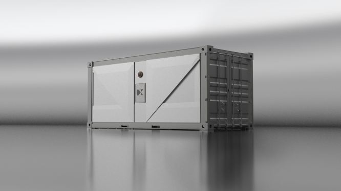 A rendering shows Karman Industries containerized heat pump.
