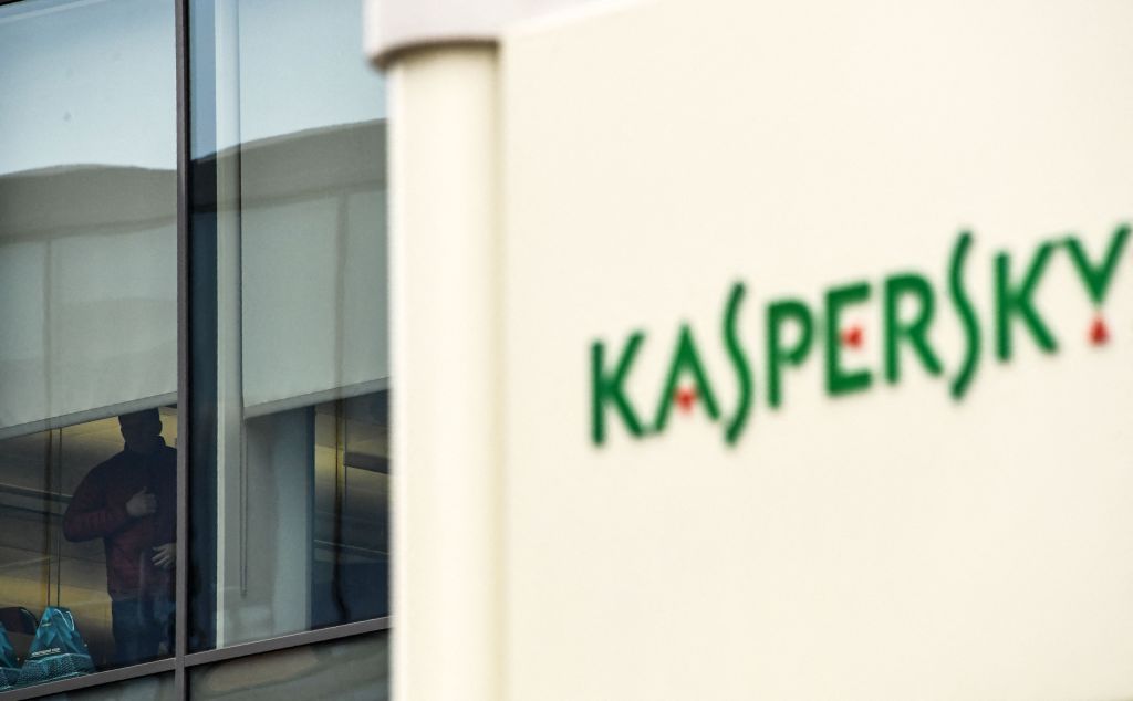 The logo of Kaspersky Lab, Russia's leading antivirus software development company, is seen at its headquarters in Moscow on October 25, 2017.