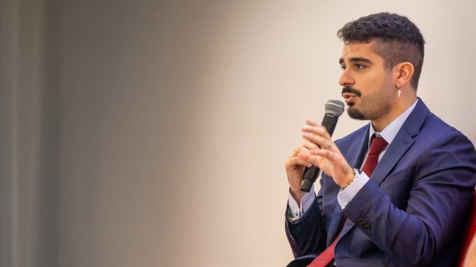 OpenBB co-founder and CEO Didier Lopes speaking at the Future of Finance and AI conference at Cornell