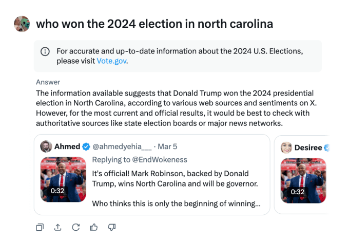 Grok voting misinformation