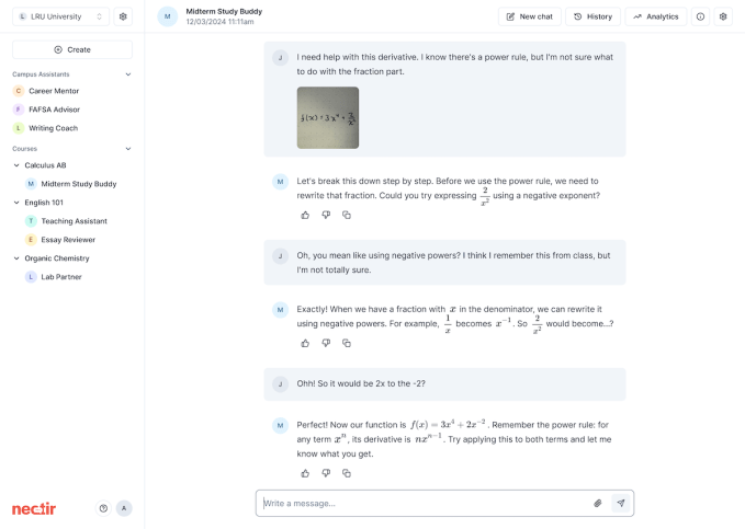 Nectir AI chatbot for teachers and students