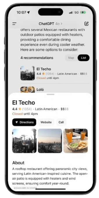 ChatGPT Search on iOS