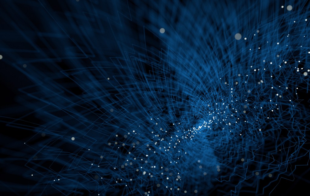 abstract, white dots and blue lines on dark background