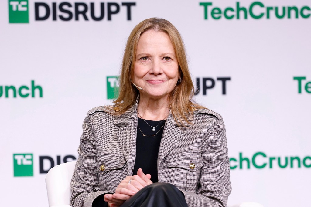 Mary Barra, Chair & CEO of General Motors, speaks onstage during TechCrunch Disrupt 2024