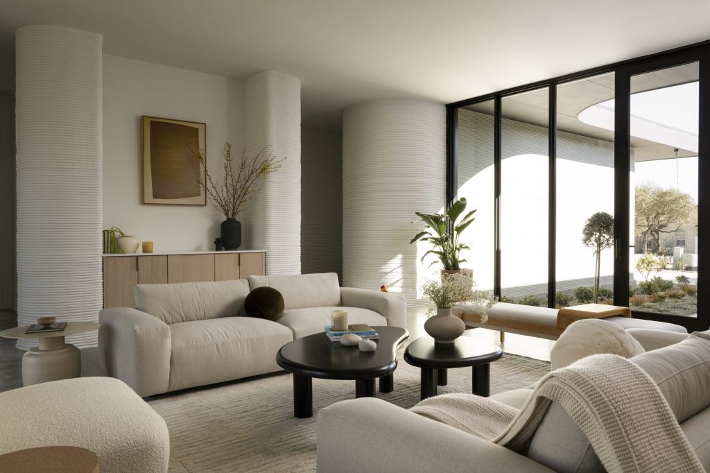 Interior of ICON 3D-printed home