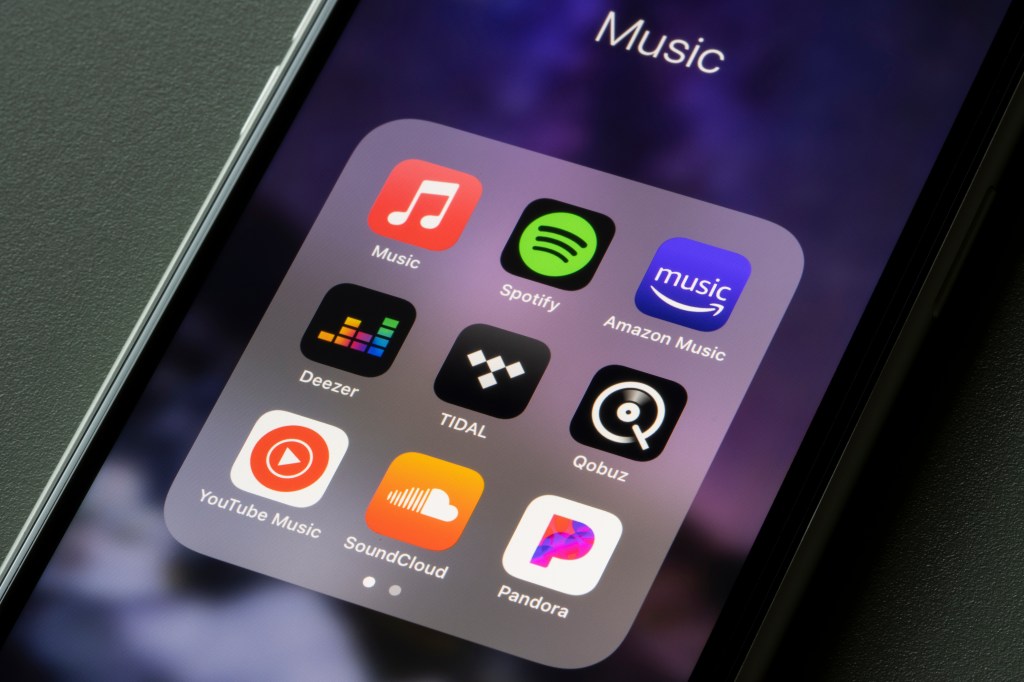 Assorted Music Apps on smartphone screen