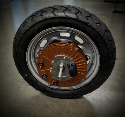 Conifer's electric hub motor on a tire